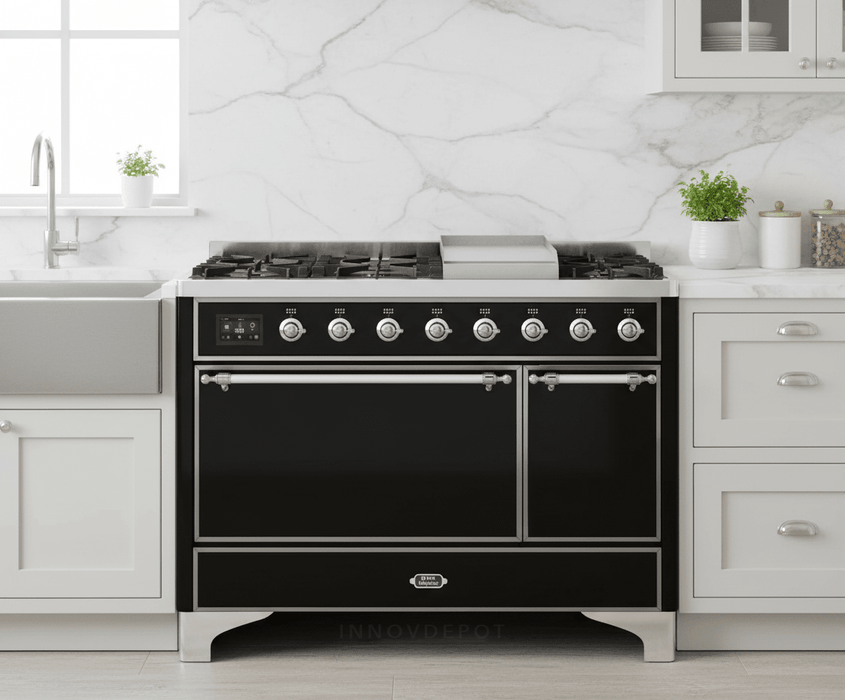 ILVE Majestic II 48" Solid Door Dual Fuel Range – Liquid Propane