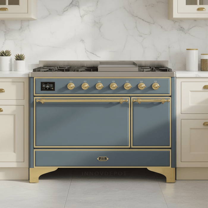 ILVE Majestic II 48" Solid Door Dual Fuel Range – Liquid Propane