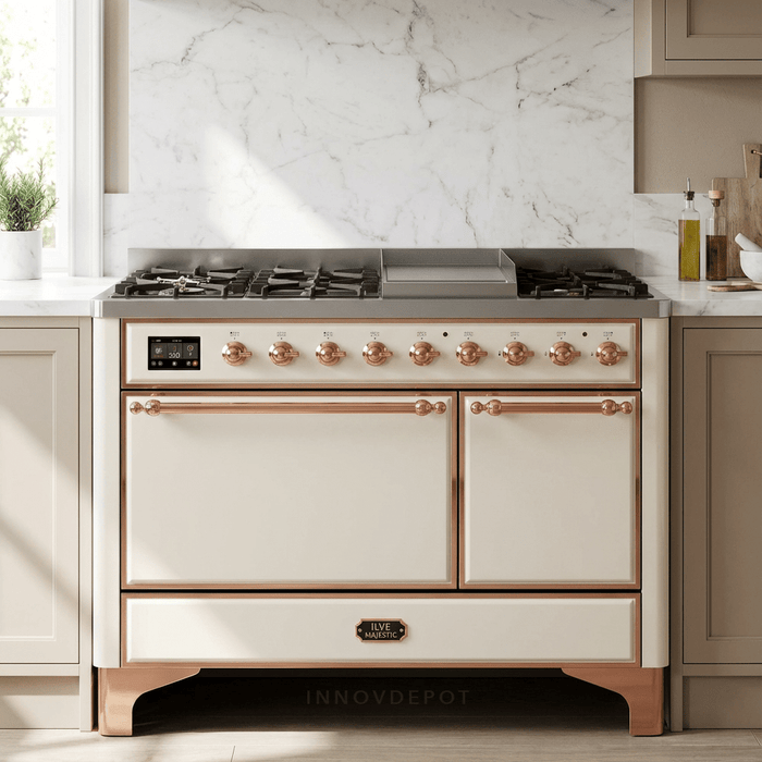 ILVE Majestic II 48" Solid Door Dual Fuel Range – Liquid Propane