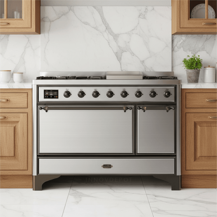 ILVE Majestic II 48" Solid Door Dual Fuel Range – Liquid Propane