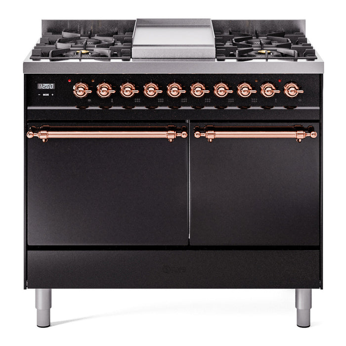 ILVE Nostalgie II 40" Dual Fuel Range with 6 Sealed Burners + Griddle Solid Door - UPD40FQNMP