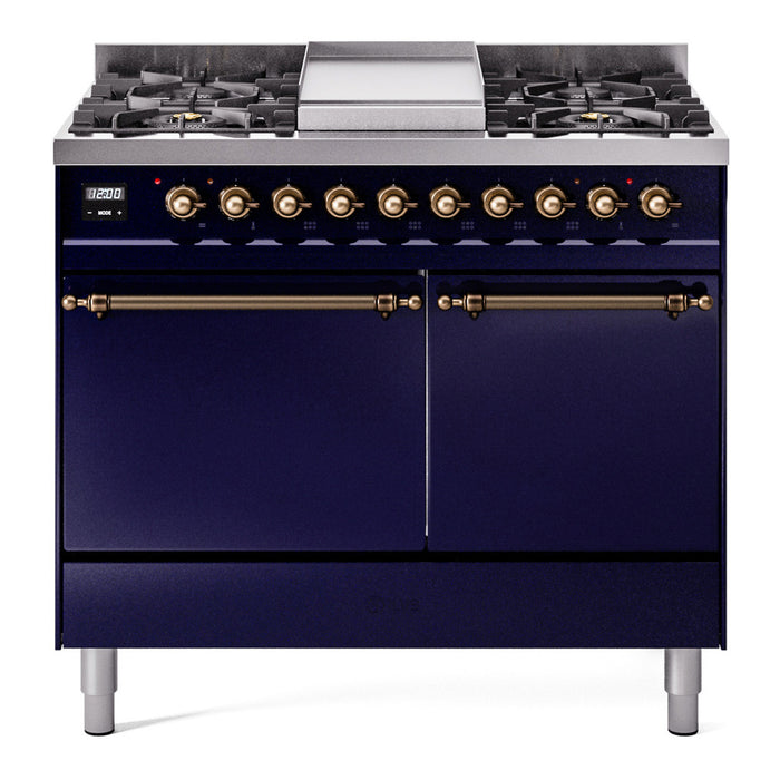 ILVE Nostalgie II 40" Dual Fuel Range with 6 Sealed Burners + Griddle Solid Door - UPD40FQNMP