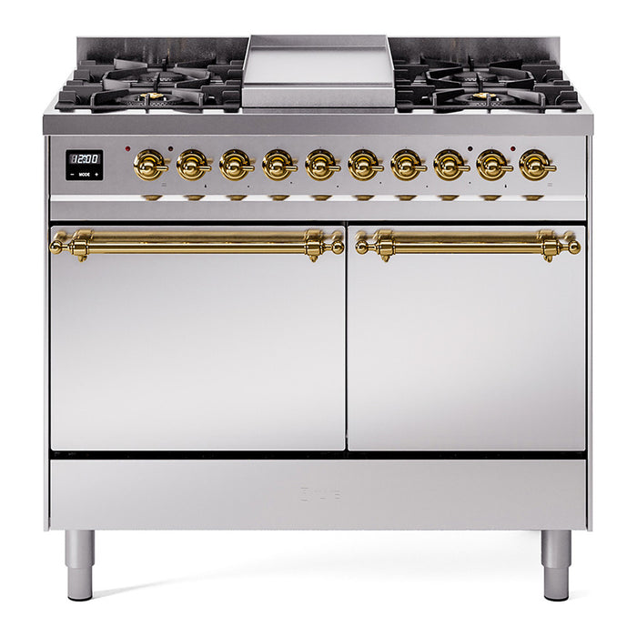 ILVE Nostalgie II 40" Dual Fuel Range with 6 Sealed Burners + Griddle Solid Door - UPD40FQNMP