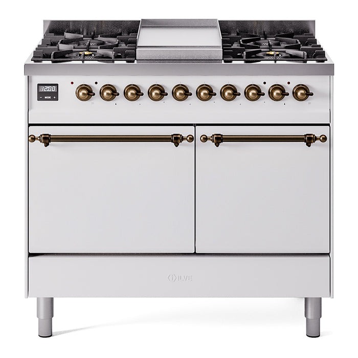 ILVE Nostalgie II 40" Dual Fuel Range with 6 Sealed Burners + Griddle Solid Door - UPD40FQNMP