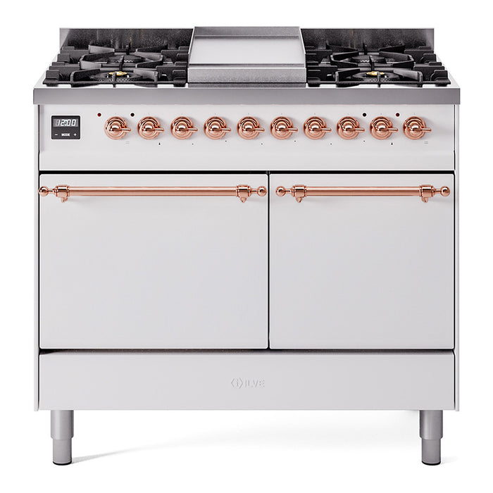 ILVE Nostalgie II 40" Dual Fuel Range with 6 Sealed Burners + Griddle Solid Door - UPD40FQNMP