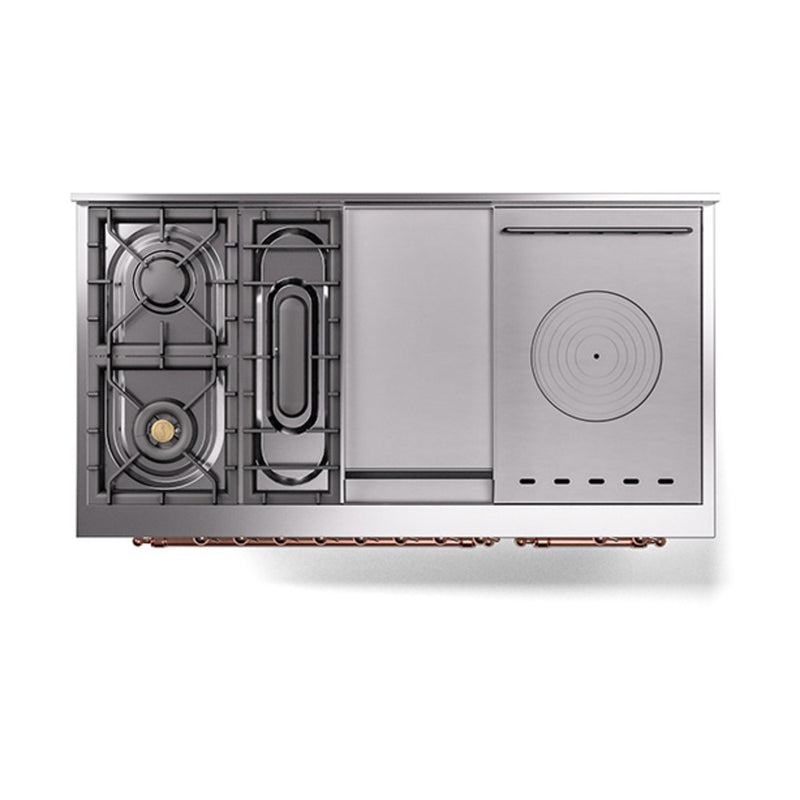 ILVE Nostalgie II 48" Dual Fuel Range with 5 Sealed Burners + Griddle + French Top Solid Door - UP48FSQNMP