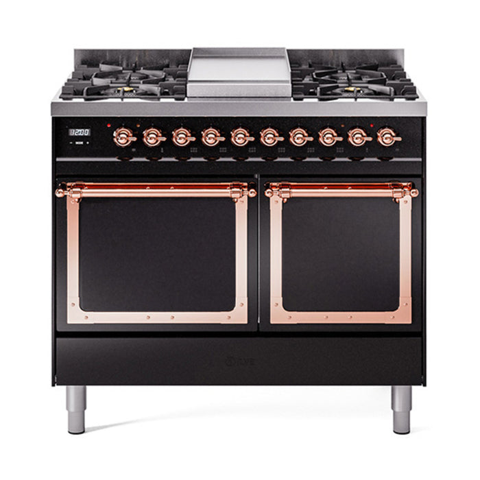 ILVE Nostalgie II Noblesse 40″ Dual Fuel Freestanding Range 6 Sealed Burners + Griddle with Solid Door - UND40FQNMP