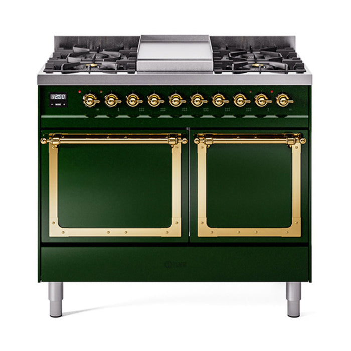 ILVE Nostalgie II Noblesse 40″ Dual Fuel Freestanding Range 6 Sealed Burners + Griddle with Solid Door - UND40FQNMP