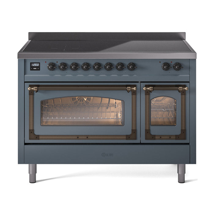 ILVE Nostalgie II Noblesse 48″ Induction Freestanding Range with Triple Glass Door - UNI486NMP