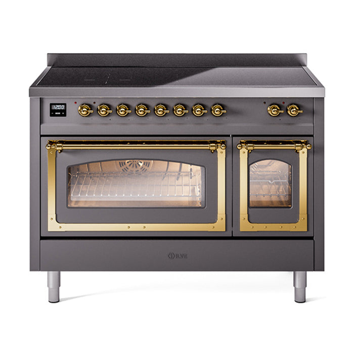 ILVE Nostalgie II Noblesse 48″ Induction Freestanding Range with Triple Glass Door - UNI486NMP