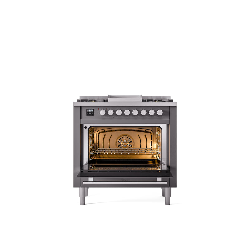 ILVE Professional Plus II 36-Inch Freestanding Dual Fuel Range with 6 Sealed Burner - UP36FWMP