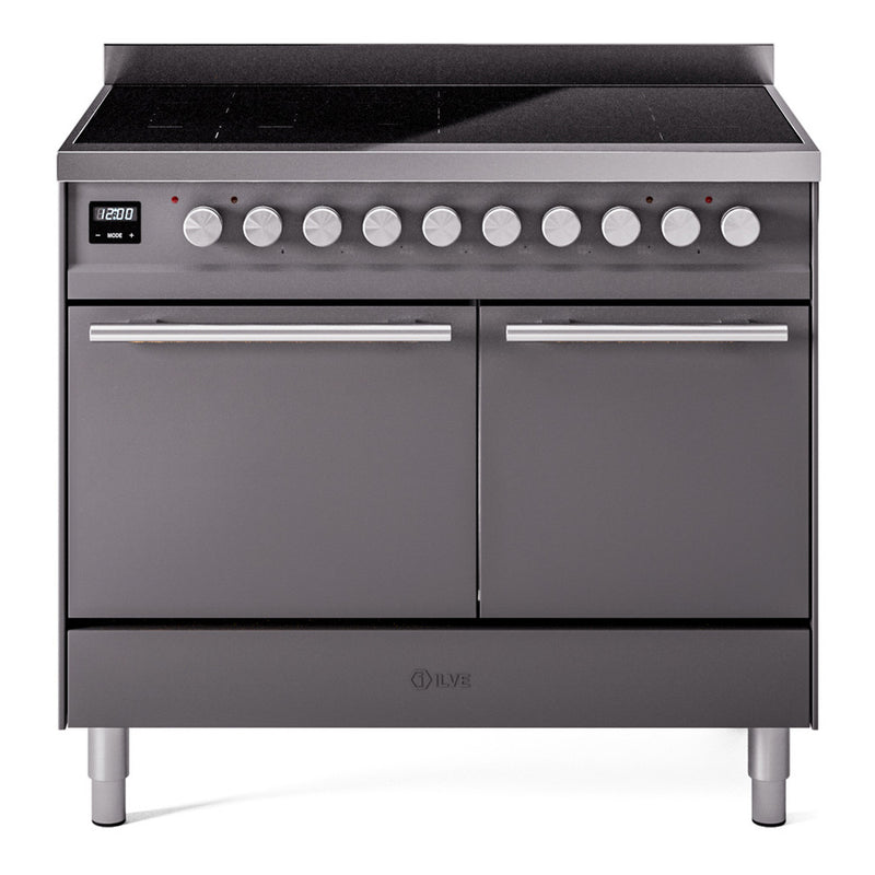 ILVE Professional Plus II 40" Electric Range with 6 Induction Elements Solid Door with Stainless Steel knobs - UPDI406QMP