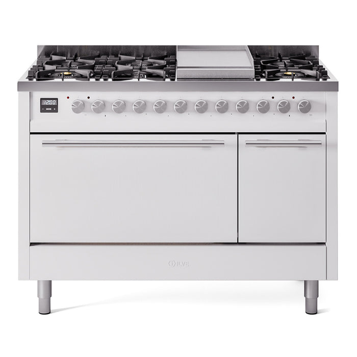 ILVE Professional Plus II 48" Dual Fuel Range 8 Sealed Burners with Solid Door - UP48FQMP