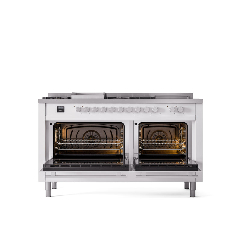 ILVE Professional Plus II 60 Inch Dual Fuel Freestanding Range in Stainless Steel with Trim - UP60FSWMP