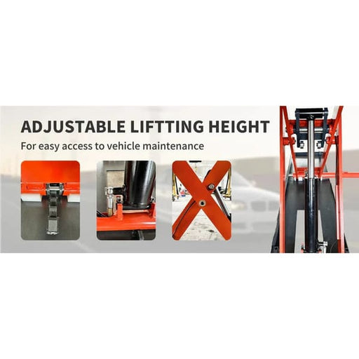 Adjustment mechanism of the Katool X90E Mid Rise Scissor Lift – shows platform height control and electric safety release system.

