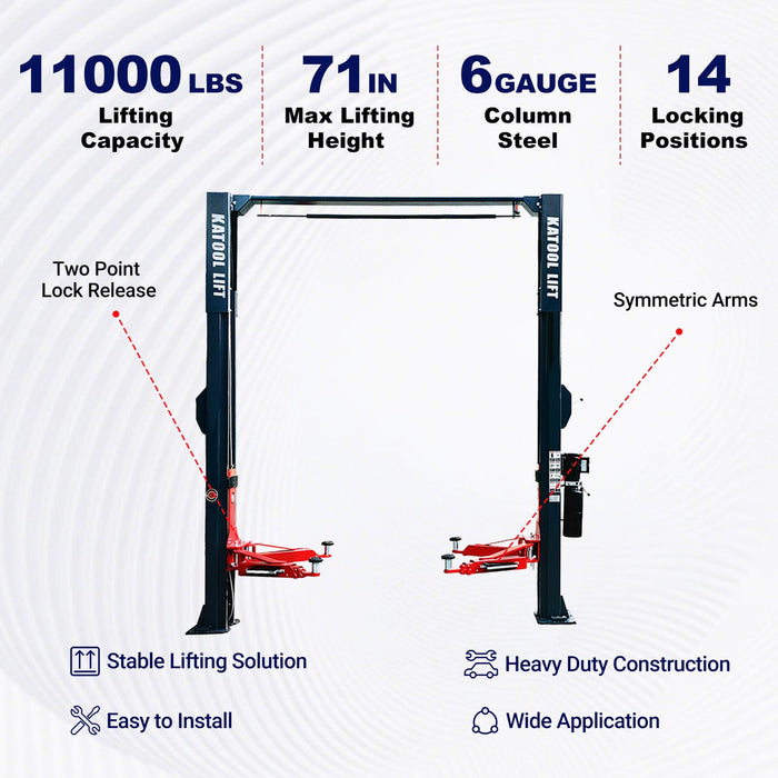 Katool KT-AS110D 11,000 lb Asymmetrical 2 Post Car Lift