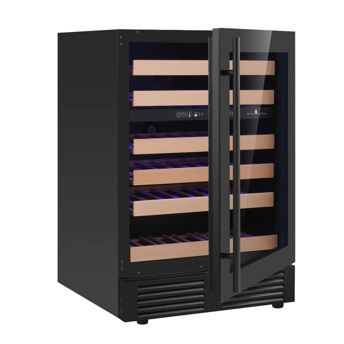 Kings Bottle 24 Inch Under Counter LOW-E Glass Door Dual Zone Wine Cooler - KBU145DX-SS RHH