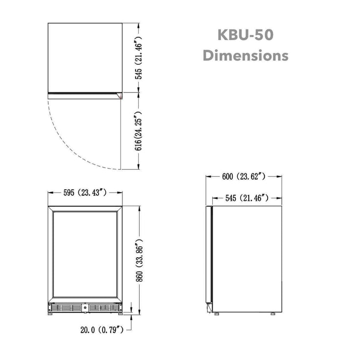 Kings Bottle 48 Inch Glass Door Side By Side Wine And Beverage Cooler Combo - KBU50BW2-FG