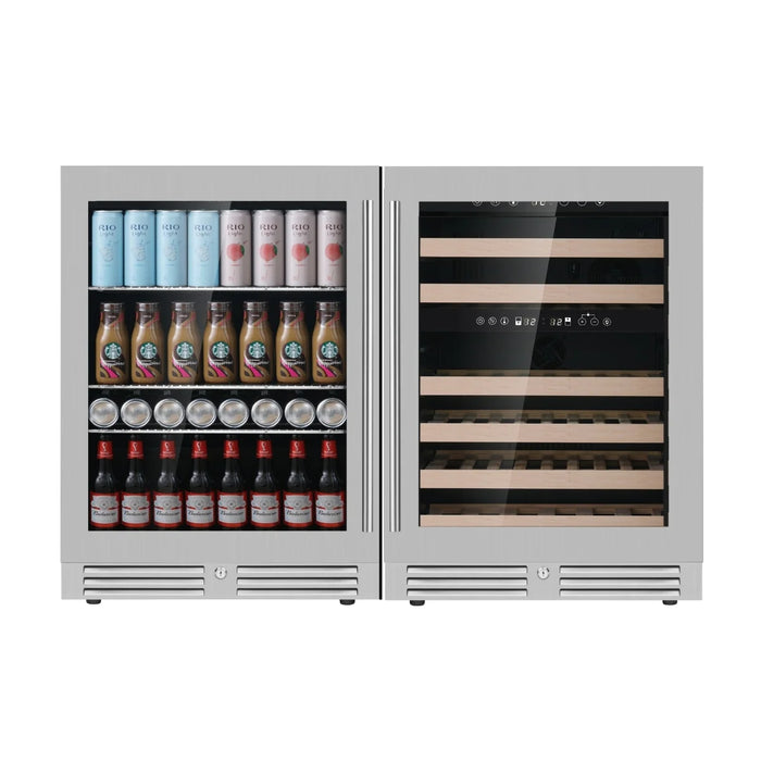 Kings Bottle 48" Ultimate Under Bench Wine Fridge and Bar Refrigerator Combo - KBU145BW3-FG