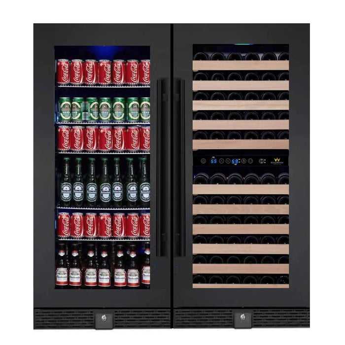 Kings Bottle 56" Upright Wine And Beverage Fridge Center Cabinet Freestanding - KBU100BW3-FG