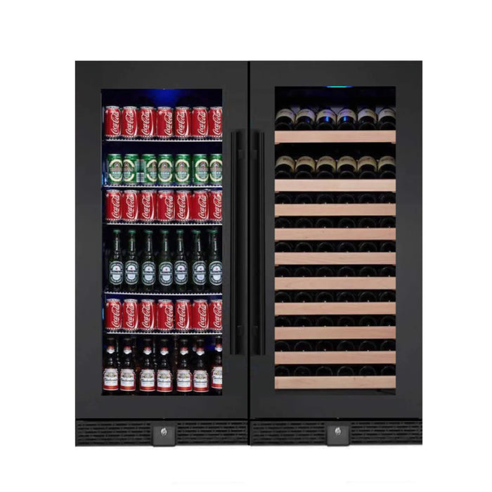 Kings Bottle 56" Upright Wine And Beverage Refrigerator Combo With Glass Door - KBU100BW2-SS