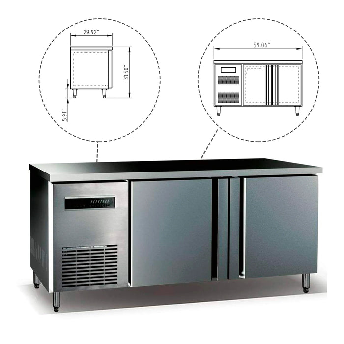 Kings Bottle 59" Two Stainless Steel Door Back Bar Cooler-On Sale - KBU380SD