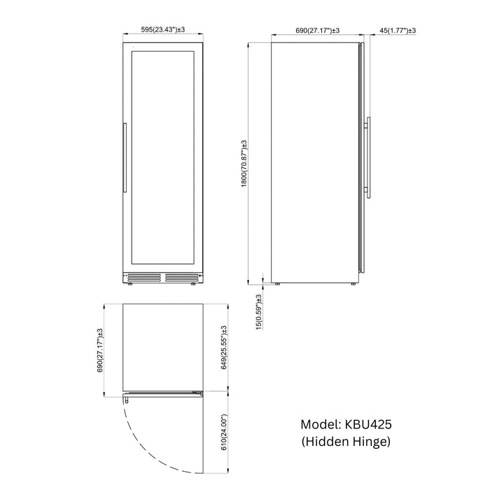 Kings Bottle Large Beverage Refrigerator With Low-E Glass Door - KBU425BX-FG LHH