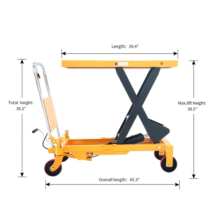 ApolloLift Single Scissor Lift Table 1760 lbs. 39.5" Lifting Height - A-2005