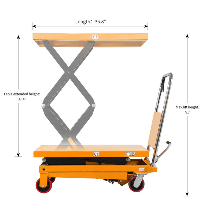 ApolloLift Double Scissors Lift Table 770 lbs. 51.2" Lifting height - A-2007