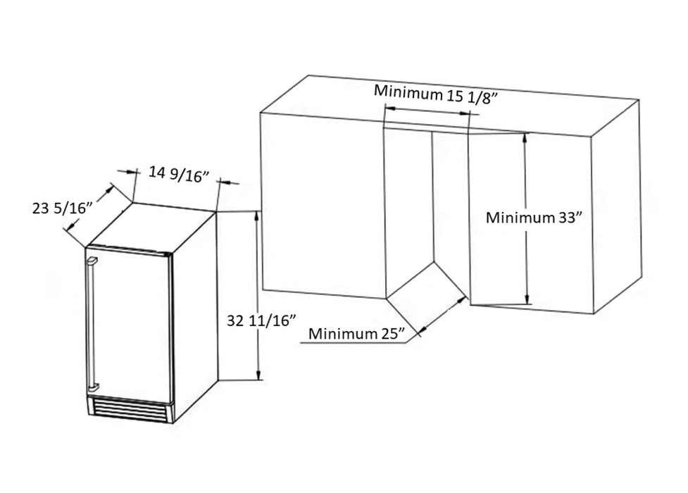 Thor Kitchen 15-Inch Built-In Ice Maker with Built-In Pump in Stainless Steel TIM1501