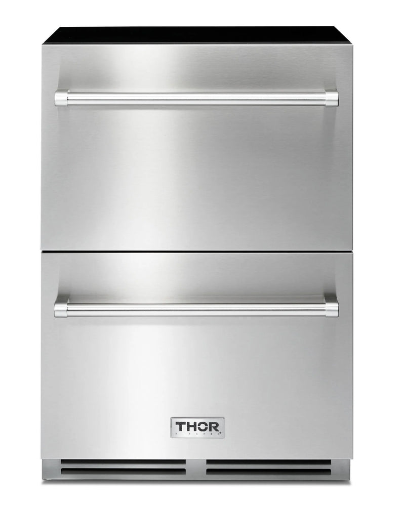 Thor Kitchen 24-Inch 5.4 cu. ft. Built-in Indoor/Outdoor Undercounter Double Drawer Refrigerator in Stainless Steel