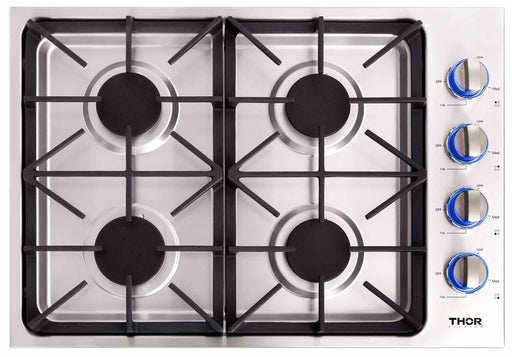 Thor Kitchen 30-Inch Professional Drop-In Gas Cooktop with Four Burners in Stainless Steel TGC3001