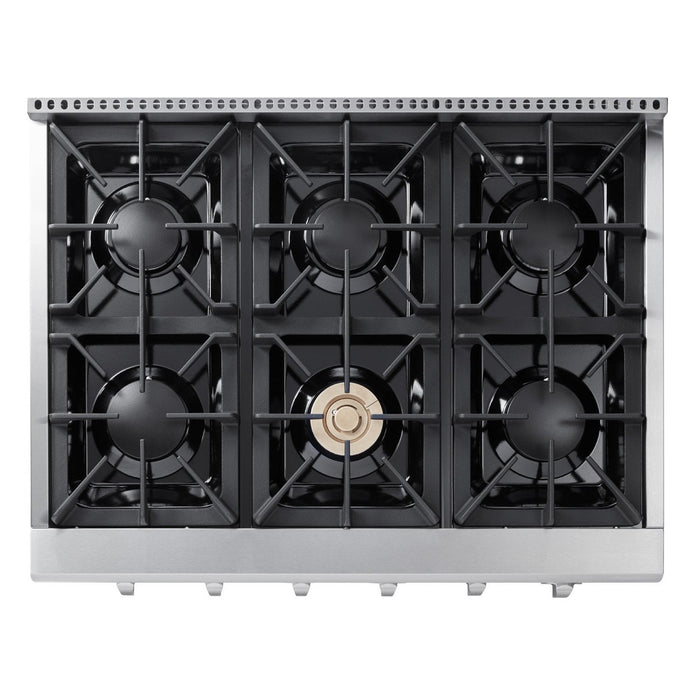 Thor Kitchen 36-Inch Gas Cooktop in Stainless Steel with 6 Burners HRT3618U