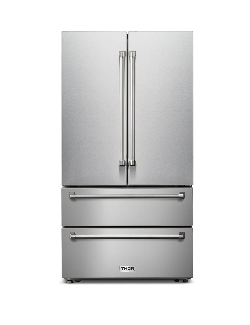 Thor Kitchen 36-Inch 22.5 cu. ft Freestanding French Door Refrigerator with Ice Maker in Stainless Steel