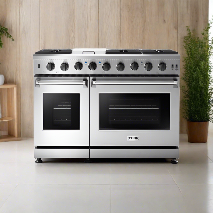 Thor Kitchen 48-Inch 6.8 cu. ft. Double Oven Gas Range in Stainless Steel (LRG4807U)