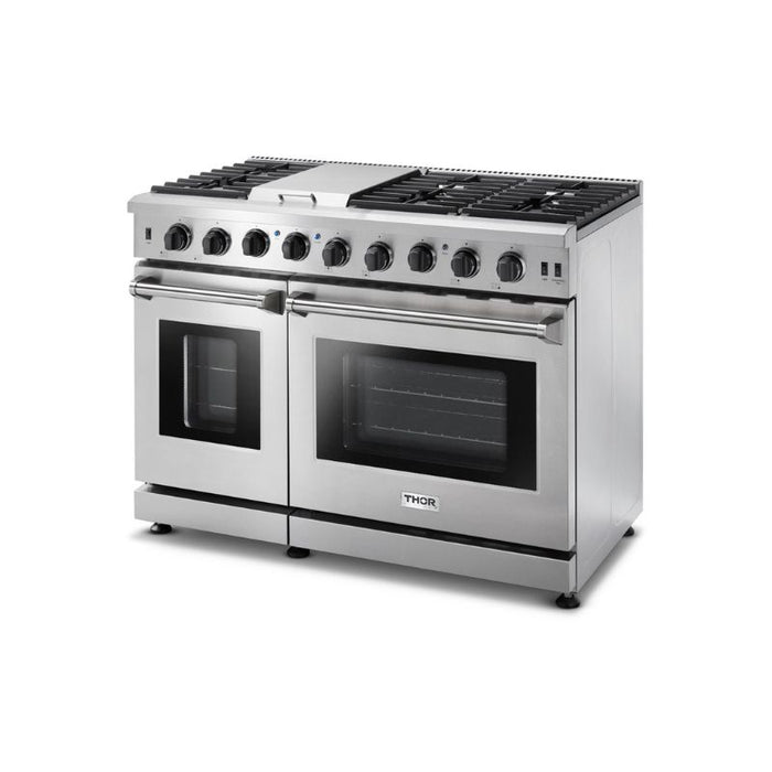 Thor Kitchen 48-Inch 6.8 cu. ft. Double Oven Gas Range in Stainless Steel (LRG4807U)