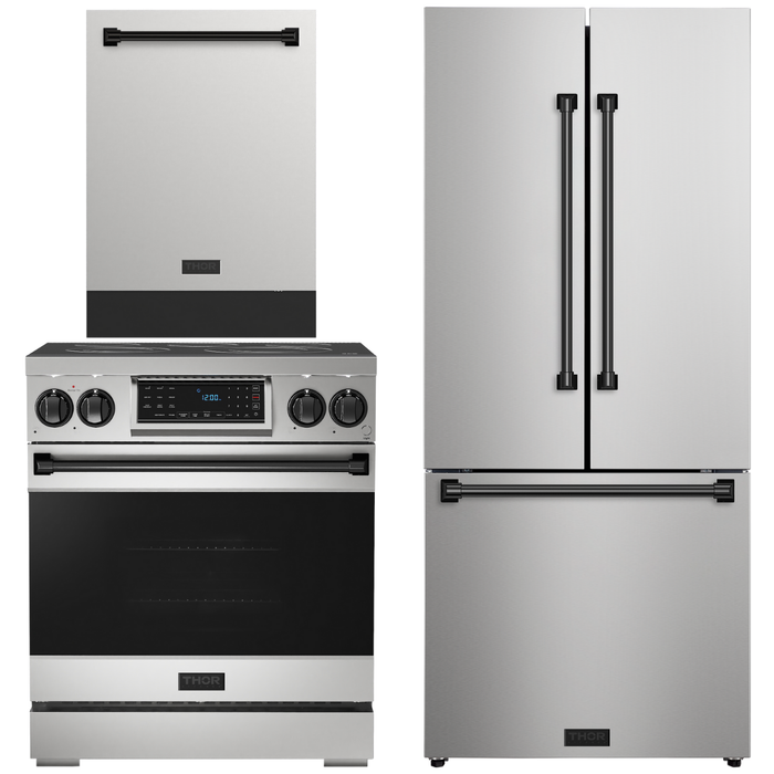 Gordon Ramsay by THOR Kitchen Package - 30" Electric Range, 30" Refrigerator with Ice Maker and Dishwasher in Stainless Steel, AP-RSE30-1