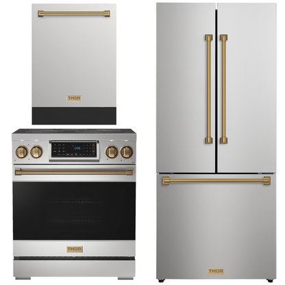 Gordon Ramsay by THOR Kitchen Package - 30" Electric Range, 30" Refrigerator with Ice Maker and Dishwasher in Stainless Steel, AP-RSE30-1