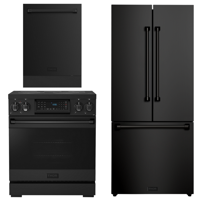 Gordon Ramsay by THOR Kitchen Package - 30" Electric Range, 30" Refrigerator with Ice Maker and Dishwasher in Stainless Steel, AP-RSE30B-1