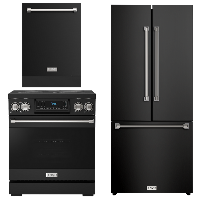 Gordon Ramsay by THOR Kitchen Package - 30" Electric Range, 30" Refrigerator with Ice Maker and Dishwasher in Stainless Steel, AP-RSE30B-1