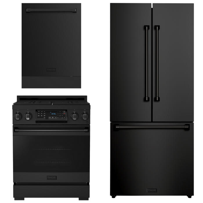 Gordon Ramsay by THOR Kitchen Package - 30" Gas Range, 30" Refrigerator with Ice Maker and Dishwasher in Stainless Steel, AP-RSG30B-1