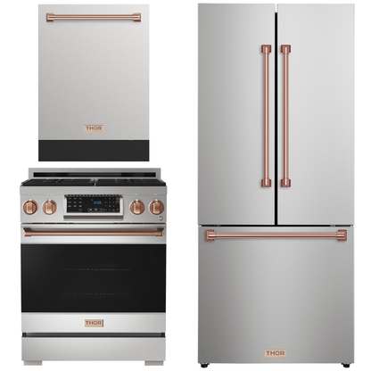 Gordon Ramsay by THOR Kitchen Package - 30" Gas Range, 30" Refrigerator with Ice Maker and Dishwasher in Stainless Steel, AP-RSG30-1