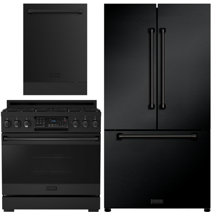 Gordon Ramsay by THOR Kitchen Package - 36" Gas Range, 36" Refrigerator with Ice Maker and Dishwasher in Stainless Steel, AP-RSG36B-2