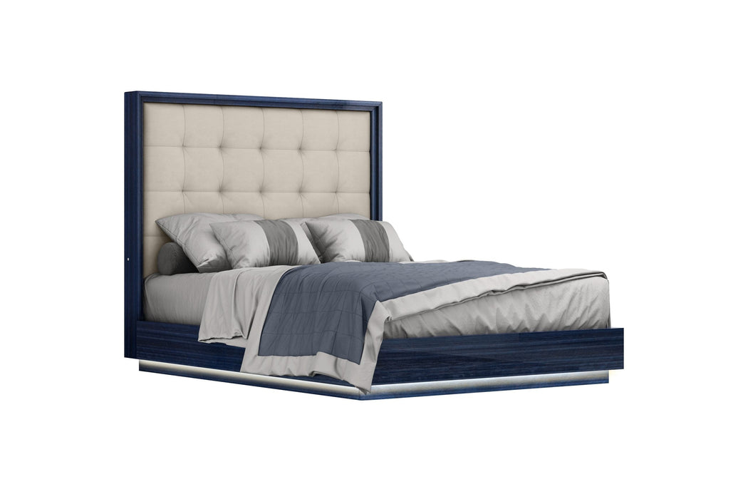 Whiteline Modern Living Alexander Bed Queen In Blue/Light Grey Colour - BQ1937