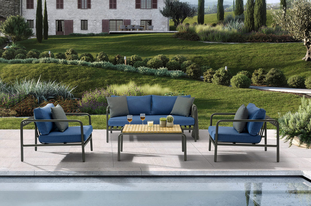 Whiteline Modern Living  Andrea 4-Pieces Outdoor Lounge Set in Blue Color - COL1833