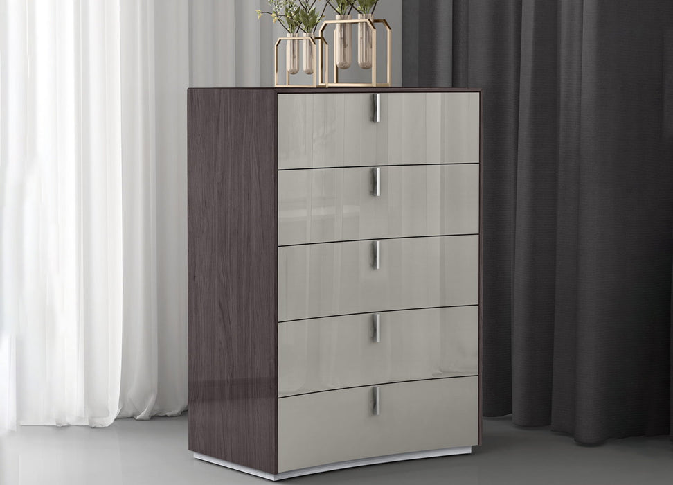 Whiteline Modern Living Berlin Chest Drawers - CD1754-CNUT/LGRY