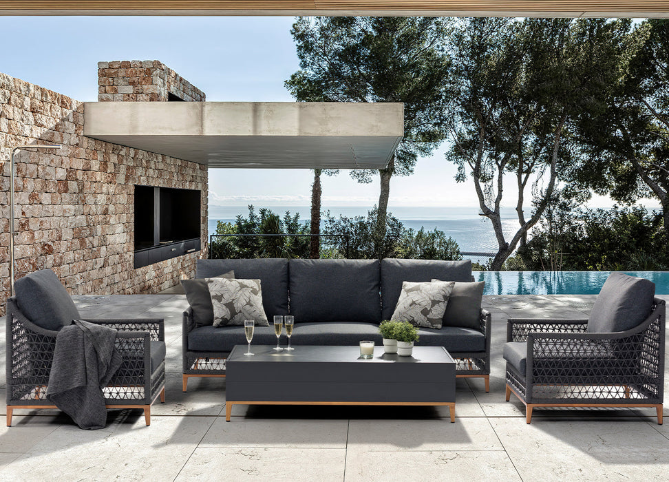 Whiteline Modern Living Karen 4-Piece Outdoor Lounge Set in Dark Grey - COL1832