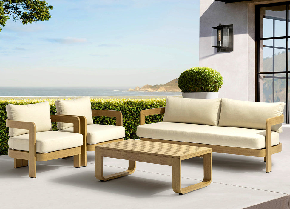 Whiteline Modern Living Sally 4 Piece Outdoor Lounge Set in Beige Color - COL2005