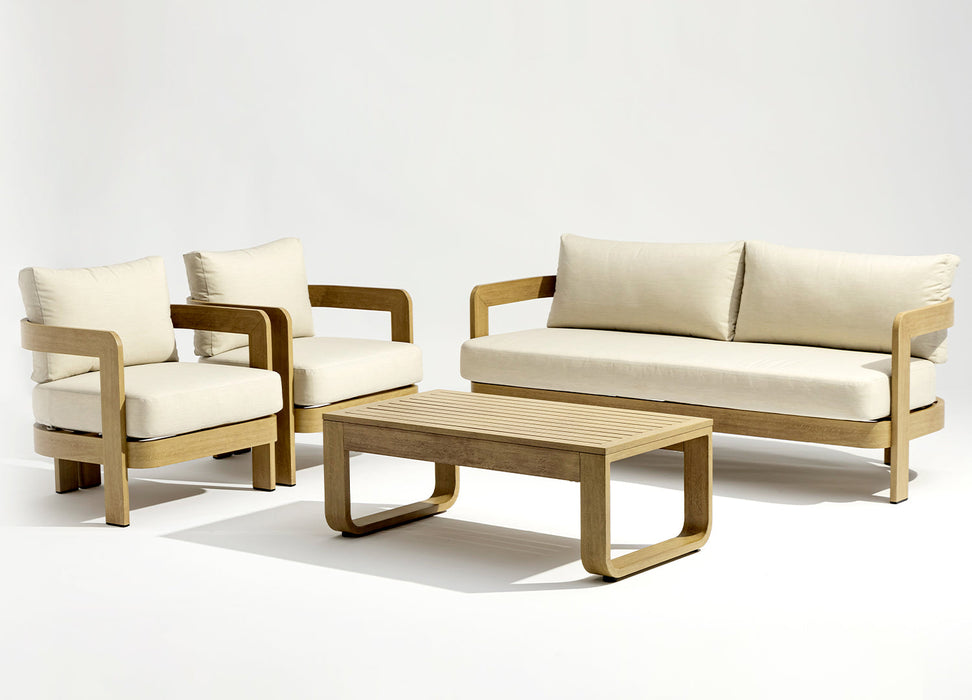 Whiteline Modern Living Sally 4 Piece Outdoor Lounge Set in Beige Color - COL2005