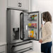 ZLINE Autograph Edition 36 in. 21.6 cu. ft. Counter-Depth French Door Refrigerator with Water and Ice Dispenser in Fingerprint-Resistant Stainless Steel with Matte Black Traditional Handles (RFMZ-W-36-MB)